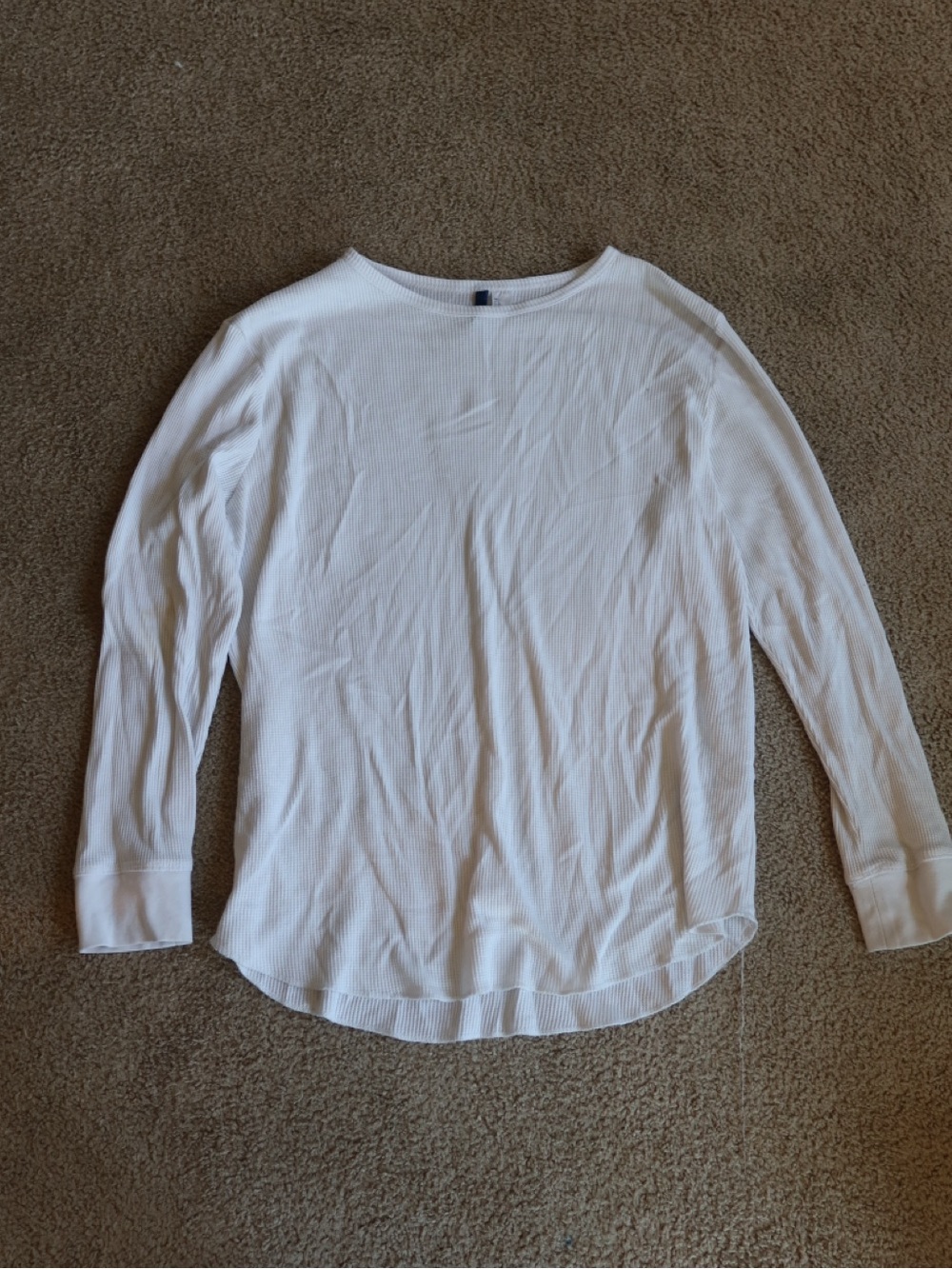 Divided White Ribbed Long-Sleeve Crewneck Top